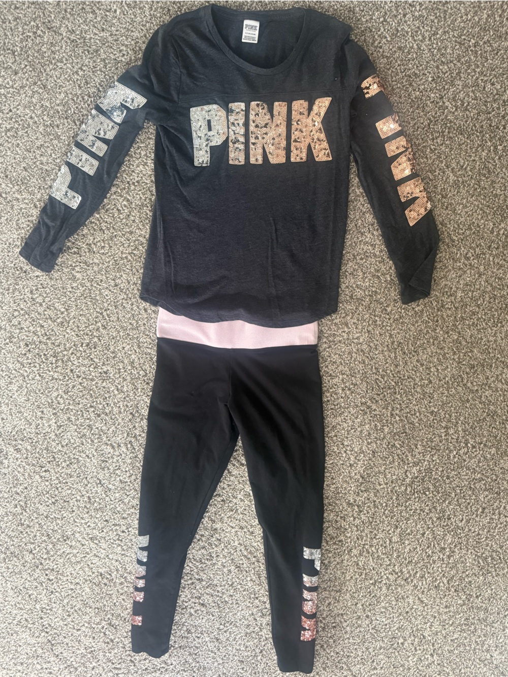 Victoria’s Secret PINK Ombre Sequin Matching Yoga Lounge Set
